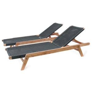 Athens Adjustable Wood Outdoor Chaise Lounge (2-Pack)