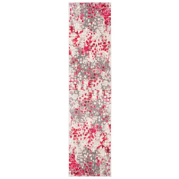 Madison Gray/Red 2 ft. x 16 ft. Runner Rug