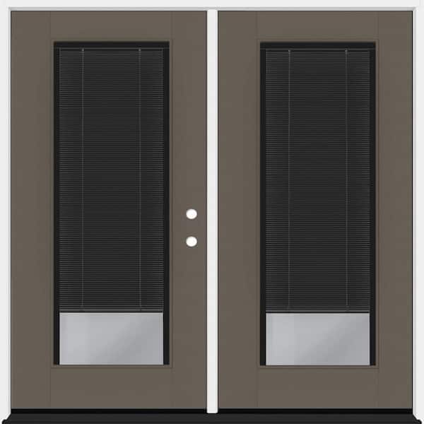 Legacy 72 in. x 80 in. Full Lite Clear Glass Noir Miniblind Kindling LHIS Fiberglass Retro Patio Door with 4 in. Jamb