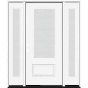 Legacy 68 in. W. x 80 in. 3/4 Lite Rain Glass RHIS Primed Unfinished Fiberglass Prehend Front Door with Db. 14 in. SL