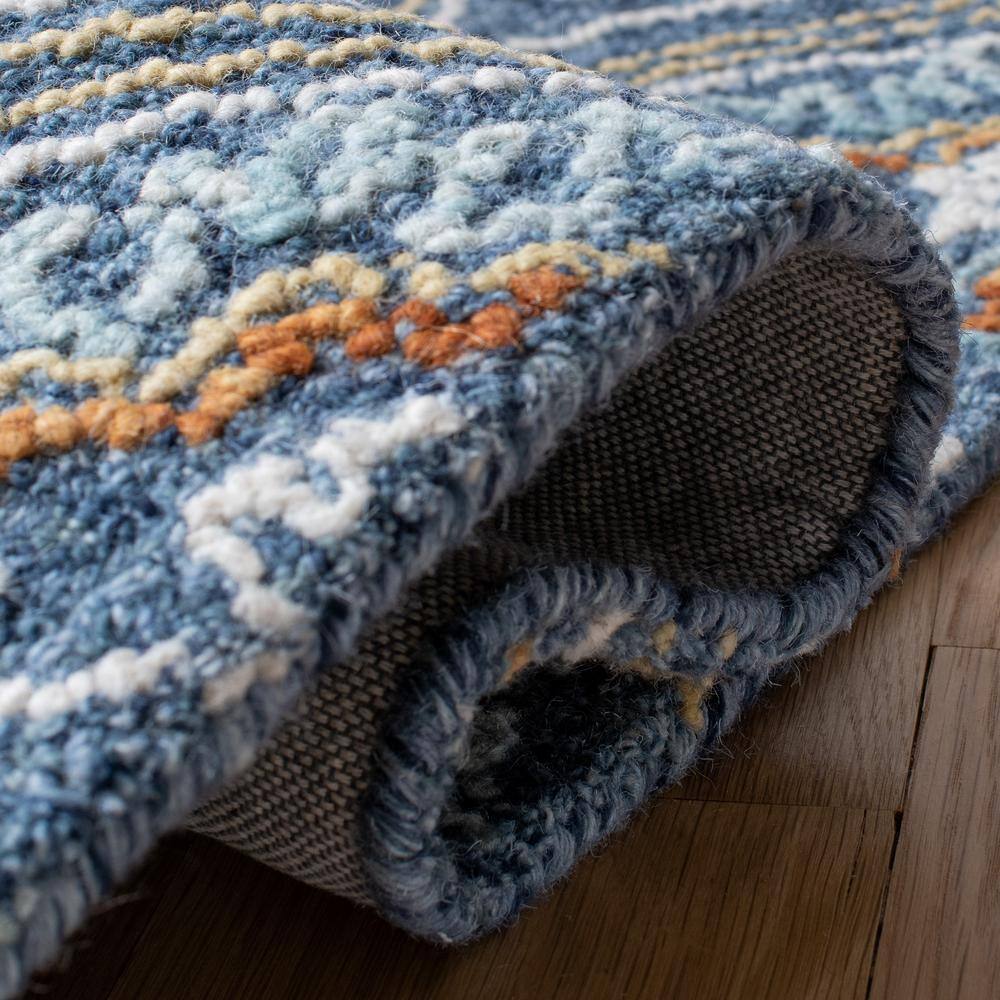 Handmade Blue Floral Wool 3' x 5' Tufted Area Rug