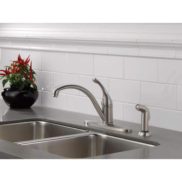 Collins Single-Handle Standard Kitchen Faucet with Side Sprayer in Stainless