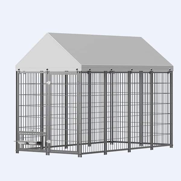 Black 7.9 ft. Large Dog Kennel Outdoor Pet Pens Dogs Run with Roof Cover
