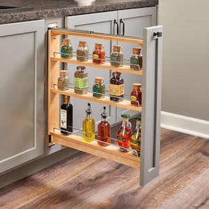 Natural Maple 6 in. Pull-Out Shelf Organizer Rack for Cabinet Base Filler