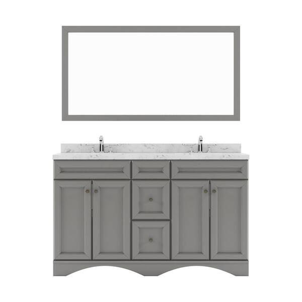 Virtu USA Talisa 60 in. W x 22 in. D x 37 in. H Double Sink Bath Vanity in Gray with Quartz Top and Mirror
