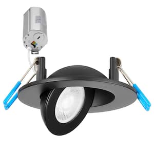 2 in. Adjustable Slim Recessed LED Floating Gimbal Downlight, 360-Lumens, 5-CCT Color Selectable 2700K-5000K, Black Trim