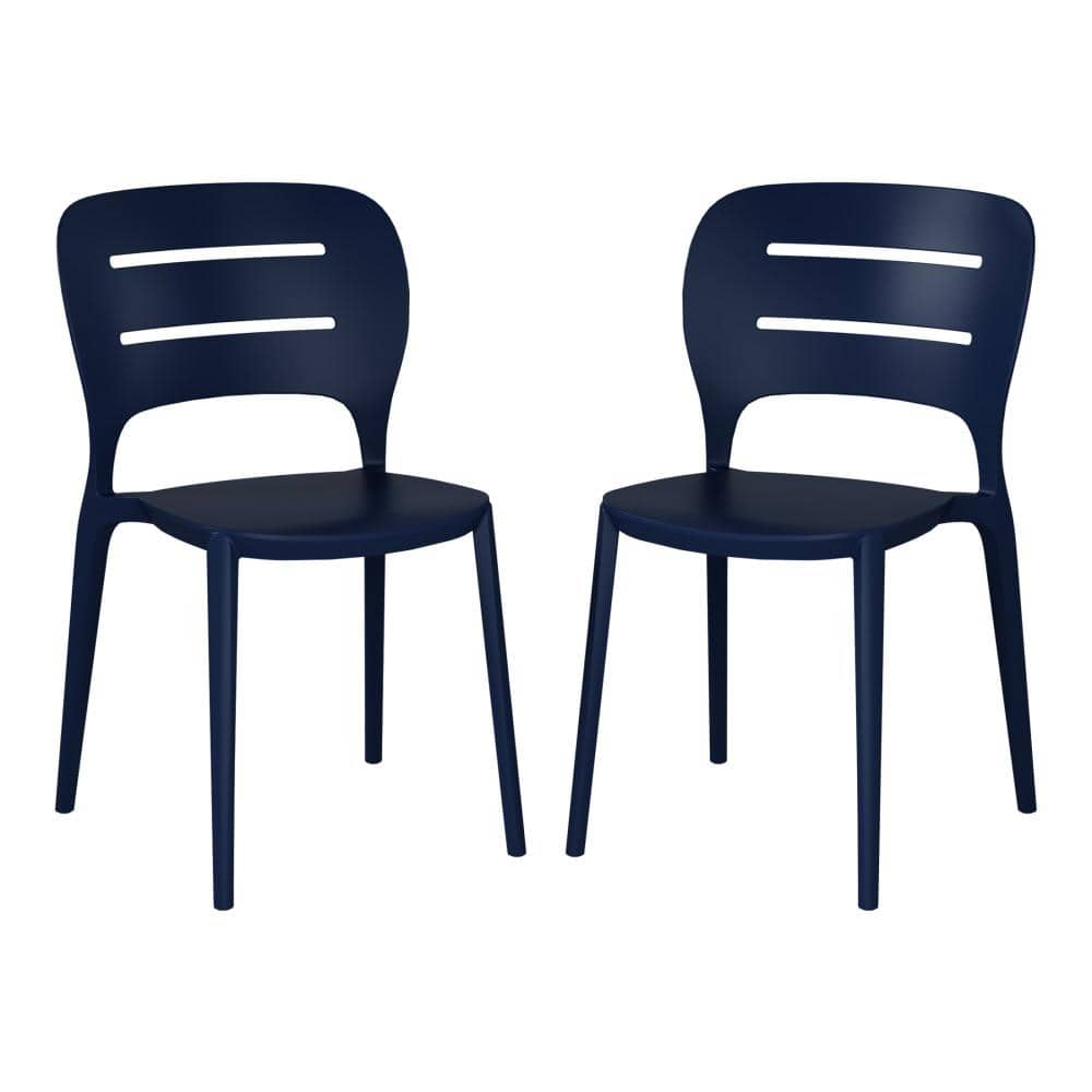Frond and Form Outdoor Patio Poly Plastic Curved Back Stackable Dining Side Chair (Set of 2), Navy Blue price history on PriceWatchPro