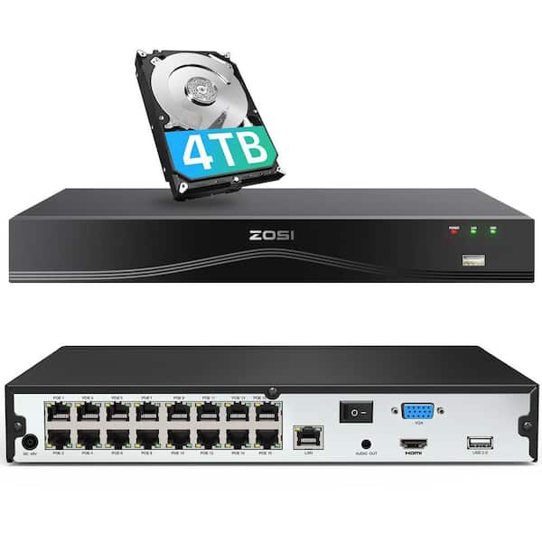 4K 16-Channel POE 4TB NVR Recorder Plug-In Security System Only Work with Same Brand Wired 2MP 5MP 8MP IP Cameras