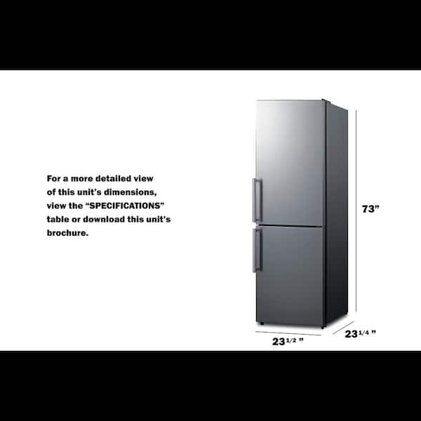 24 in. W 10.8 cu. ft. Bottom Freezer Refrigerator in Stainless Look, ENERGY STAR