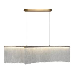 Siouxfalls 2-Light Dimmable Integrated LED Brass Chandelier with Metal Tassel