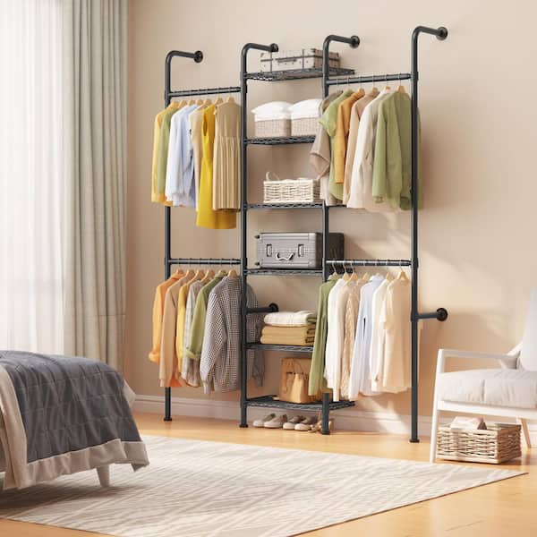 Clothes Racks For Rent Garvee Wall Mounted Pipe Closet Organizer Expandable Carbon Steel ...