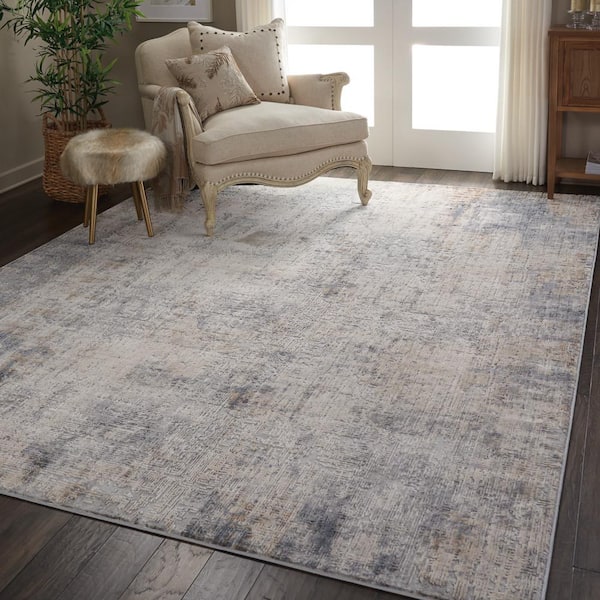 Calore Rugs Mordern Soft Abstract Distressed Area Rugs, 5.2 x 6.5 ft, Gray/Beige