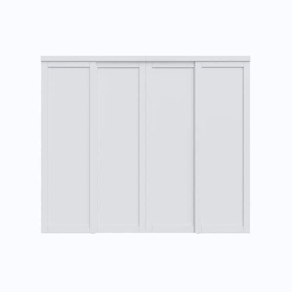 96 in. x 80 in. 1 Lite Paneled Blank White Primed Solid Core MDF Close Sliding Door with Hardware Kit
