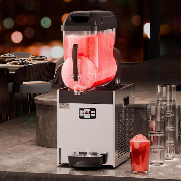 Commercial Slushy Machine 405 oz. Silver Snow Cone Machine 12L Tank 800W Stainless Steel Smoothie Frozen Drink Maker