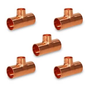 3/4 in. x 1/2 in. x 1/2 in. Copper Reducing Tee Fitting with Solder Cups (5-Pack)