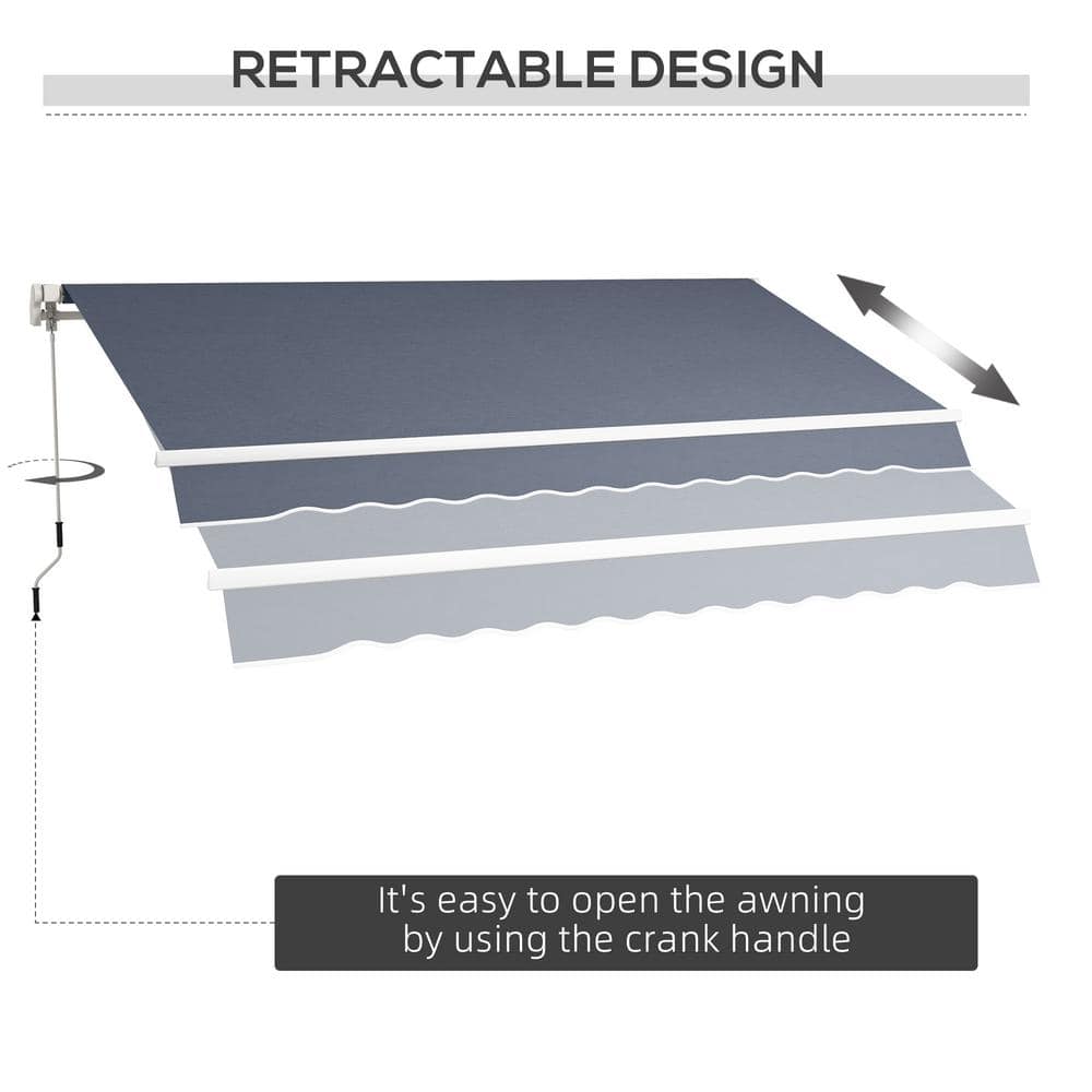 Charcoal Gray 12' x 10' Retractable Patio Awning with Aluminum Frame