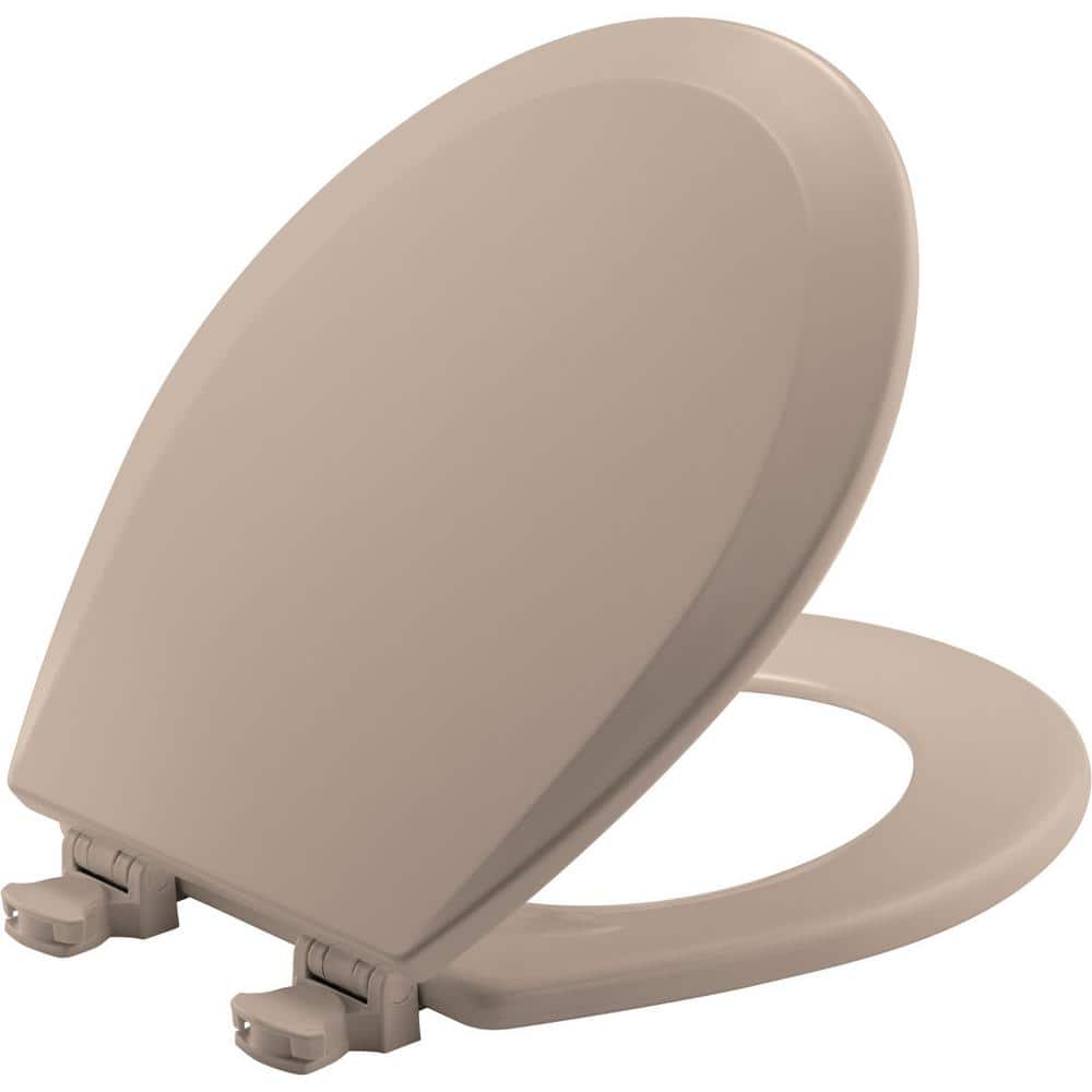 Beige Lift Off Elongated Closed Front Bathroom Toilet Seat Cover Molded Wood New 