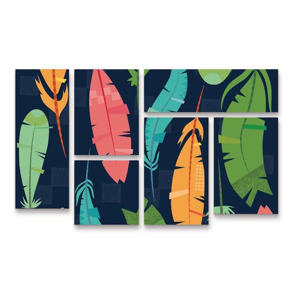 Trademark Fine Art Holli Conger Southwest Feathers Pattern 6-Piece Panel Set Unframed Photography Wall Art 28 in. H x 47 in. W