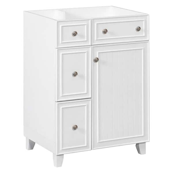 Tileon 23.46 in. W x 17.9 in. D x 33.3 in. H Bath Vanity Cabinet without Top with 1 Door and 2 Storage Drawers in White