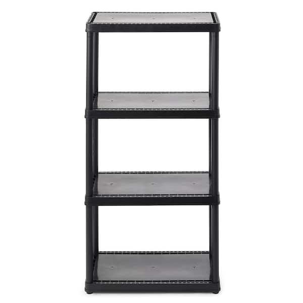 Unbranded - Black 4-Tier Plastic Resin Garage Storage Shelving Unit (24 in. W x 48 in. H x 12 in. D)