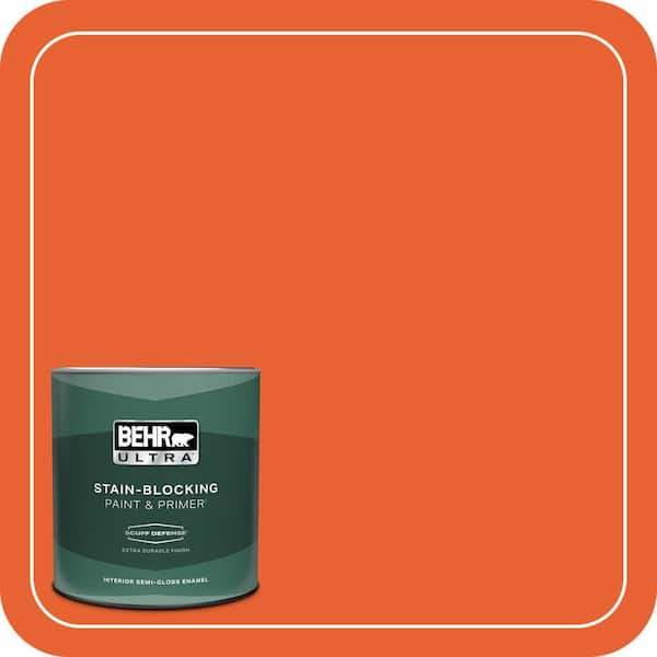 BEHR ULTRA 1 qt. #210B-7 Flame Extra Durable Semi-Gloss Enamel Interior Paint & Primer
