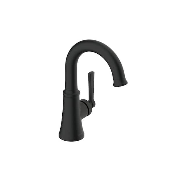 Northerly Single Handle Single Hole Bathroom Faucet with Deckplate and 50/50 Touch Down Drain Included in Satin Black