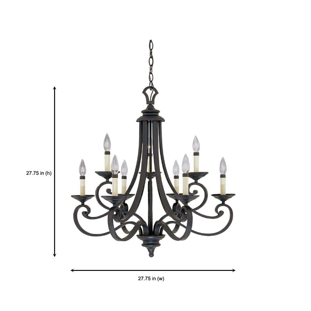 Barcelona Bronze Scroll-Arm 27.75" Candle-Inspired Chandelier