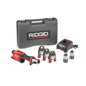 RP 251 Stainless Steel Press Tool Kit Includes 3-PureFlow Jaws (1/2, 3/4, 1 in.), 2-12V Batteries, Charger Plus Case