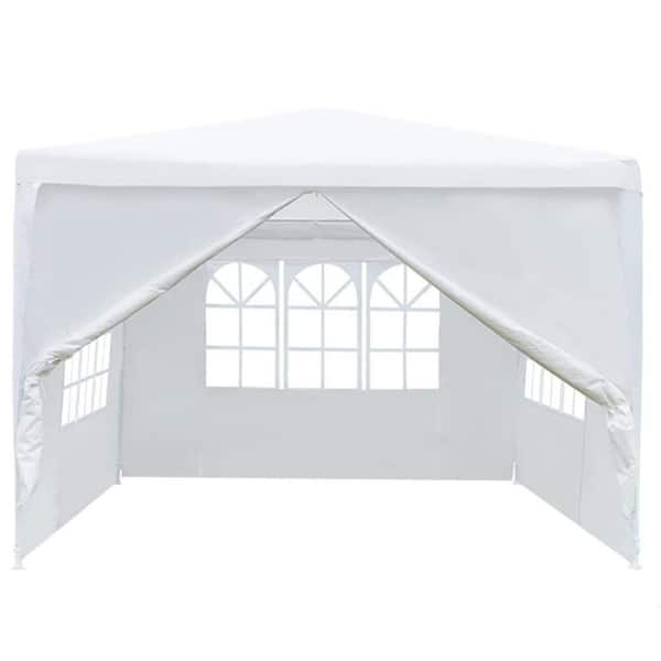 Alpulon 10 ft. x 10 ft. White Patio Tent Party Tent with 4 Removable Side Walls