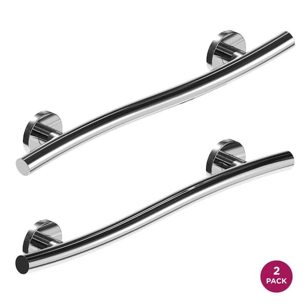 (2 x Pack) Wave Grab Bar (24 in.), Left and Right Orientation in Chrome Polished