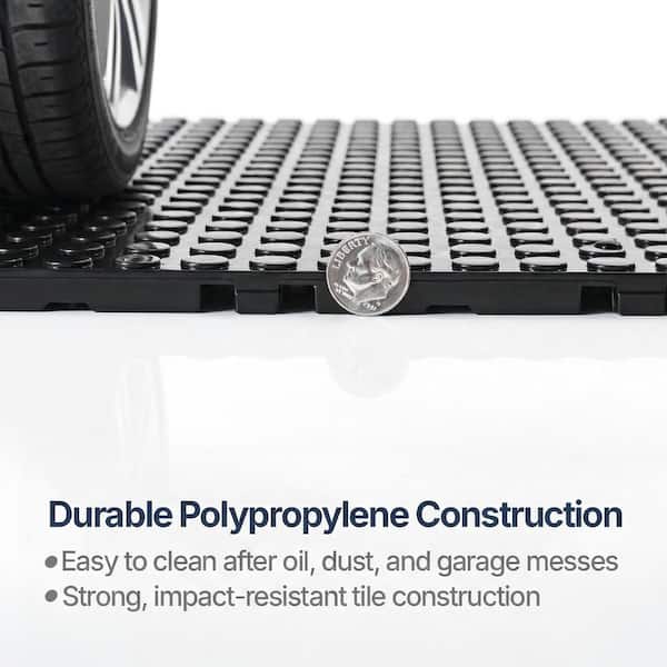 Nitro Coin 3/8 in. Garage Tiles, Midnight Black, 12 in. x 12 in., 16-Pack, Covers 16 sq. ft., Interlocking Floor Tiles