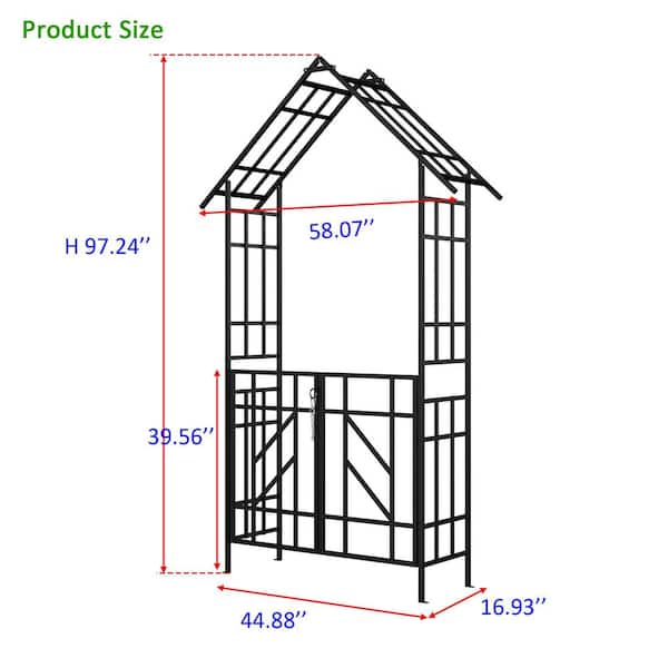 Misha&Puff String Trellisサイズ 12-18m Manhattan 97 in. Iron Arched Trellis with Gate-Elegant Garden