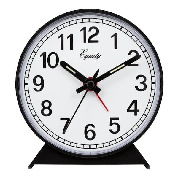 Equity by La Crosse Analog 4 in. Round Keywind Alarm Clock, Black