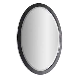 23 in. W x 29 in. H Classic Oval Metal Framed Beveled Vanity Wall Mirror in Black