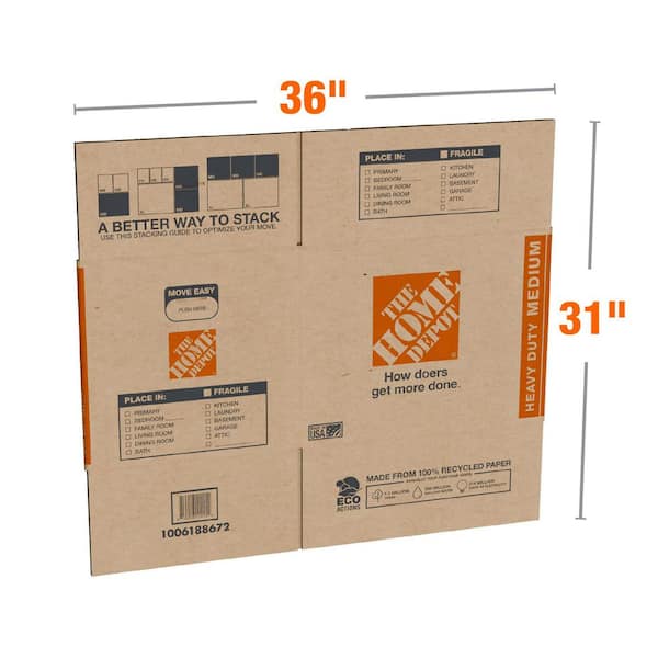 The Home Depot - 20 in. L x 16 in. W x 15 in. D Heavy-Duty Medium Moving Shipping and Packing Box with Handles