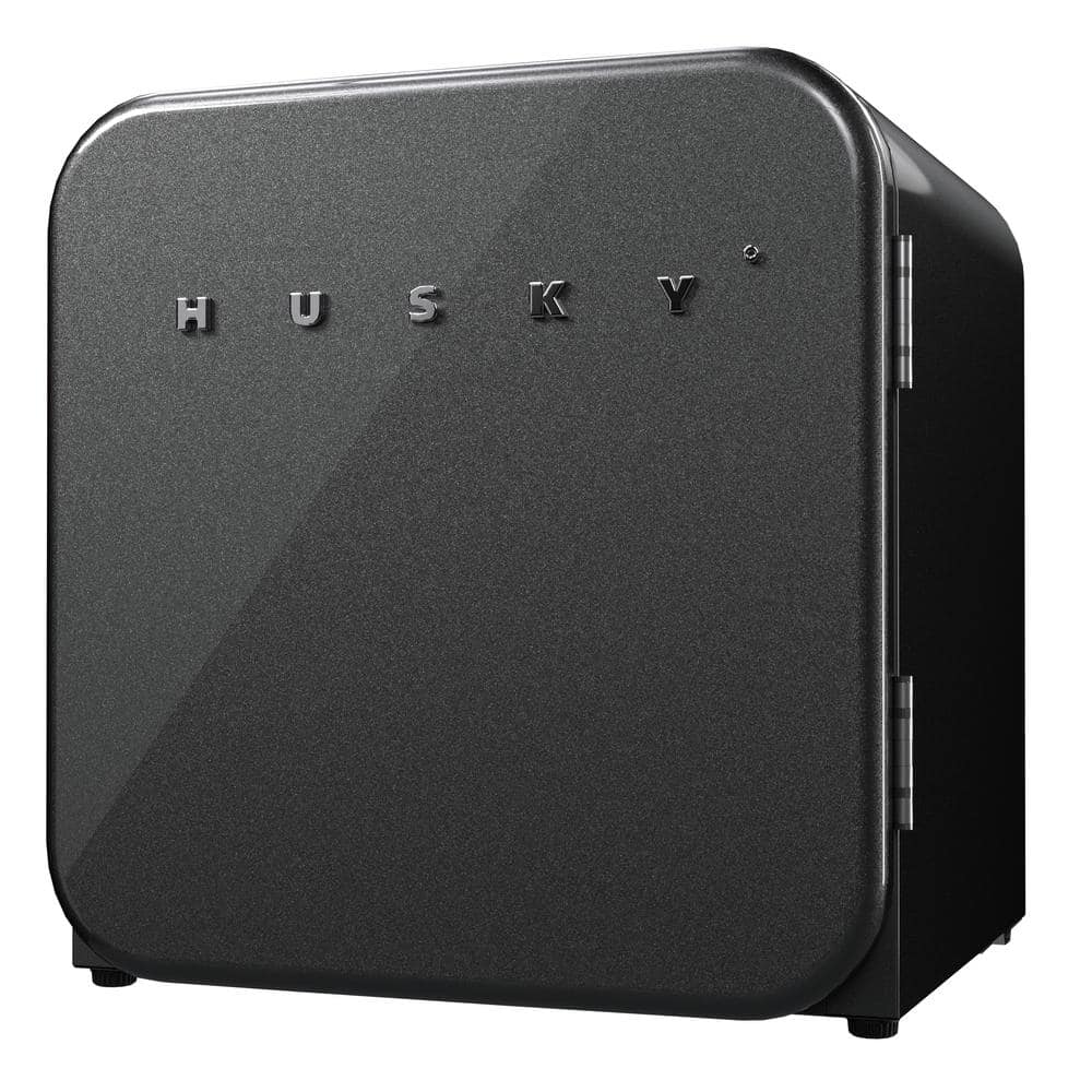 Husky 1.5 cu. ft. Freestanding Countertop Retro Mini Fridge, Up to 40 cans, Reversible Door and Quiet Operation, Black