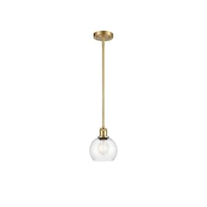 Athens 60-Watt 1 Light Satin Gold Shaded Mini Pendant Light with Clear glass Clear Glass Shade