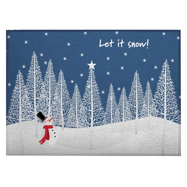 Cozy Winter Blue 1 ft. 8 in. x 2 ft. 6 in. Indoor/Outdoor Washable Area Rug