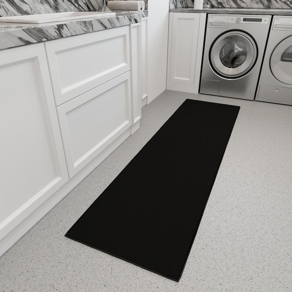 ヨ*ん様 ABS プロアム プライム 15ポンド2オンス Ottomanson Indoor 3 ft. x 8 ft. Black Non-Slip Runner Rug For