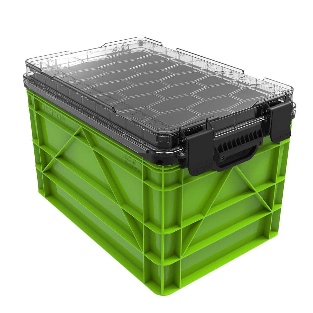 Weather Resistant Full Size Storage Bin High Stacking Capacity Heavy Duty Stackable Storage Bin w/Lid and Dividers Slime price history on PriceWatchPro