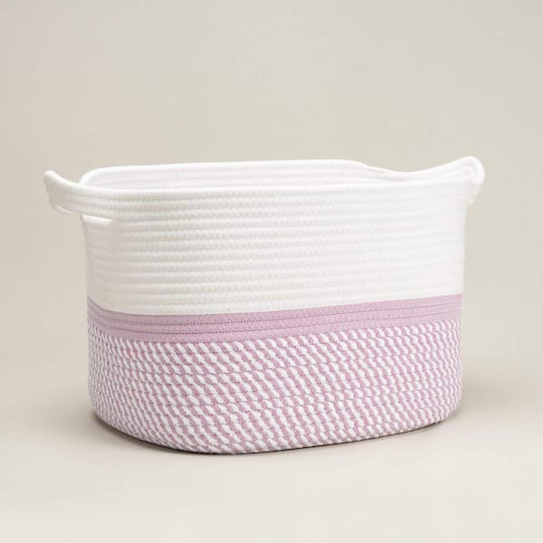 Unbranded Square Cotton Rope Woven Basket with Handles for Toys - Cute Decorative Rectangle, 13.5" x 11" x 9.5"