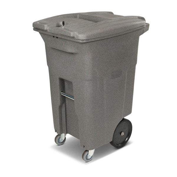 64 Gal. Graystone Document Trash Can with Wheels and Lid Lock (2 Caster Wheels, 2 Stationary Wheels)