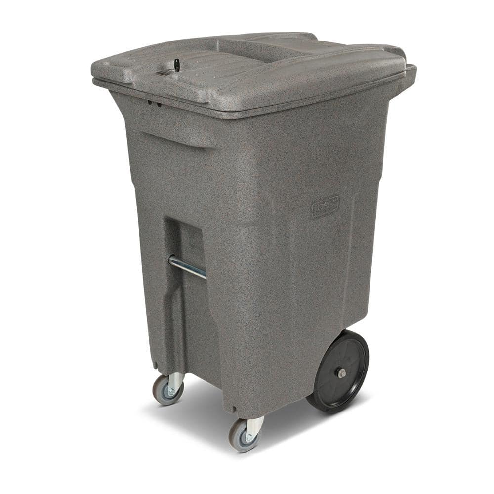 Toter 64 Gal Graystone Document Trash Can With Wheels And Lid Lock 2 