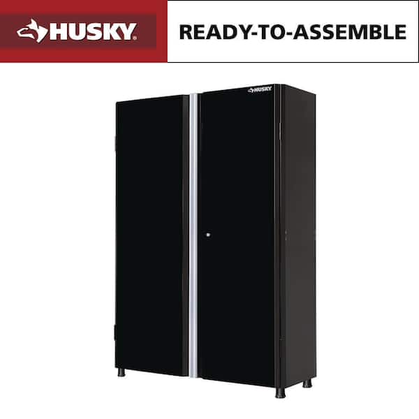 Ready-to-Assemble 48 in. W x 72 in. H x 18.3 in. D 24-Gauge 3-Shelf Steel Freestanding Cabinet in Black