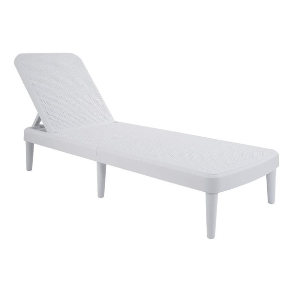 Tahiti White Rattan Outdoor Chaise Lounge