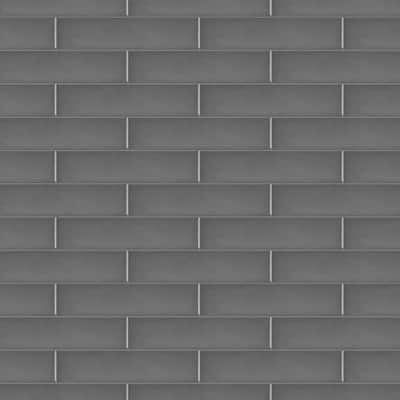 Metro Soho Glossy Grey 1-3/4 in. x 7-3/4 in. Porcelain Floor and Wall Subway Tile (1 sq. ft. / pack)
