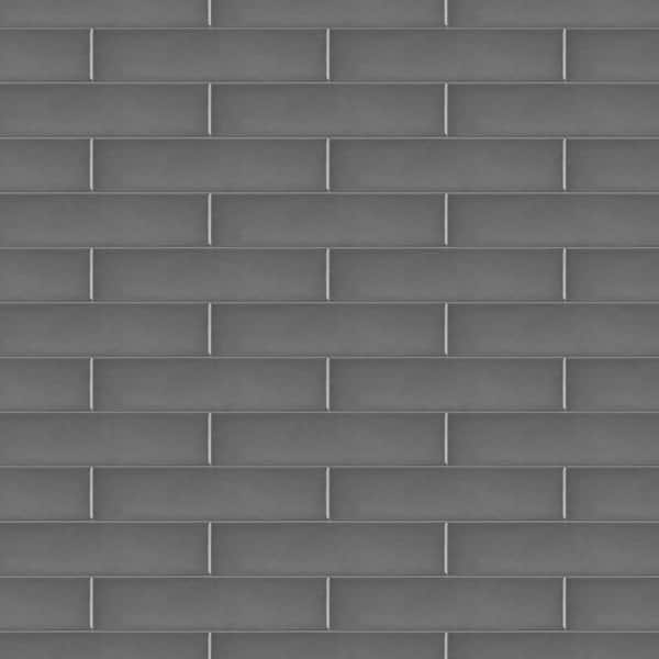 Merola Tile Metro Soho Glossy Grey 1-3/4 in. x 7-3/4 in. Porcelain Floor and Wall Subway Tile (1 sq. ft. / pack)