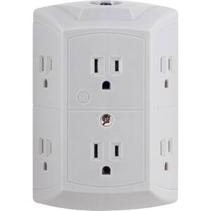 GE 6-Outlet Wall Plug Adapter Power Strip Gray 45204 - The Home Depot