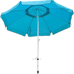 7 ft. Beach Umbrella with Sand Anchor in Push Button Tilt and Carry Bag in Teal Blue