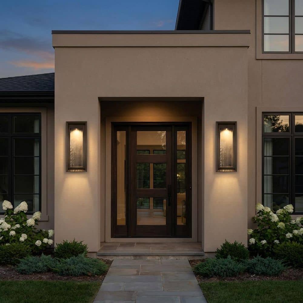 Urbandale 12.5 in. W x 28 in. H Antique Bronze LED Transitional Outdoor Wall Lantern with Clear Water Glass price history on PriceWatchPro